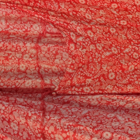 Per Una V Neck Wrap Ditzy Print Floral Red Long Sleeve Midi Dress Size 10 - Picture 9 of 12